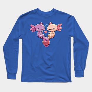 Amphibian Amore: Axolotl Sweethearts Long Sleeve T-Shirt